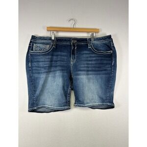 Western Boho Vigoss Womens Plus 24 Blue Heritage Fit Bermuda Denim Shorts
